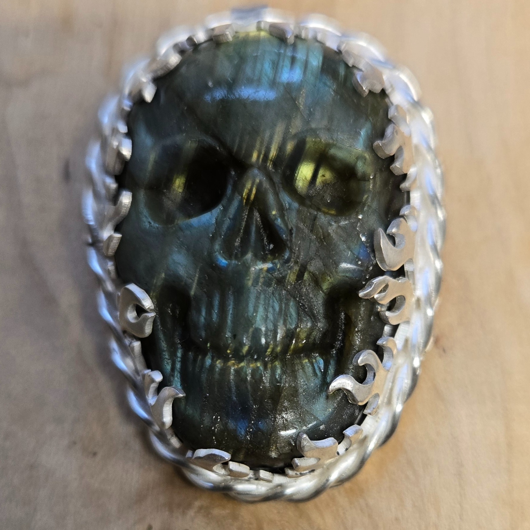 Raw stone pendants. Labradorite scull.